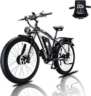 QIKAITU 2000W Electric Bike for Adults | 23AH Removable Lithium Battery 32MPH| 90km Range | All-Terrain Commuter & Off-Road Bicycle, 26 x 4'' Fat Tire Ebike & Cruise Control, Smart LCD Display