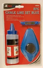 100 FT Chalk Line Reel w/ Blue Chalk Refill & Level Set Straight Snap Marker
