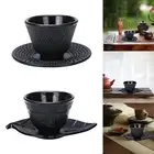 Cast Iron Teacup Coaster Set Asian Tea Cup Kung Fu Teaware Retro Tea Cup