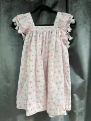 NWT Pumpkin Patch Girls Printed Tassel Sleeve Dress Atlantica White Size 6