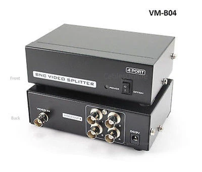 4 Port BNC Video Splitter, Security Camera Monitor Image Multiplier Box, VM-B04