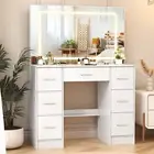 Vanity Dressing Table Set with 7 Drawers and Adjustable LED lights Dimmer Mirrow