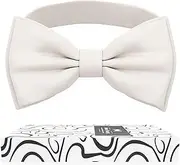 [Adam Young] Boy's Ivory Bow Tie Pre-Tied Style Formal Satin Classic Bowtie for Tuxedo Faux Silk (Medium, Ivory), 32 Ivory