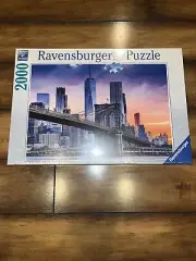 2000 piece JIGSAW PUZZLE RAVENSBURGER NEW YORK SKYLINE SUNSET BRIDGE NICE! WOW!