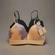 Nwt Hurley 2 Pack Wirefree Push up Padded Bra . Black Pink Sz 34C