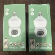 Two WESECUU WiFi PTZ Bulb Smart Cameras 3.0MP Model:T-CP8080LF-W3MNew In Box