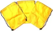 3 Pack YELLOW Nylon Drawstring Backpacks Sackpack Tote Cinch Gym Regular Yellow