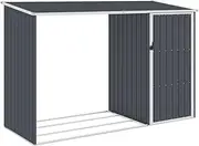 Garden Storage Shed, Outdoor Storage Shed Tool Store Cabinet Garden Firewood Shed Anthracite 245x98x159 cm Galvanised Steel