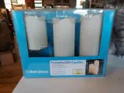 Flameless Candle~Ivory~Set Of 3~ Timer~LED~Nuwax~Battery Operated