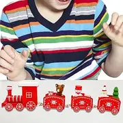 Mini Christmas Train Set - Christmas Wooden Train Ornament,4 Carriages Deluxe Train Set for Christmas Decorations and Gifts Party Kindergarten Ornaments Pisole