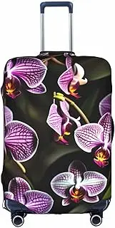 [pvinnk] Purple orchids print Print Protective Luggage Cover Elastic Washable Suitcase Travel Gear Protector, White, Medium