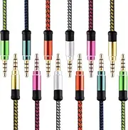 tunghey 6Pack 3.5mm Audio Cable Male to Male, 4 Pole Hi-Fi Stereo AUX Cord, Audio Jack Auxiliary Cord Extension Adapter for Headphones, Car All 3.5 mm Devices Green/White/Pink/Gold/Blue/Orange (1.5M)