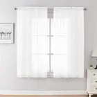 Sheer Curtains 45 Inch Long 2 Panels, Short 42"W x 45"L (Pack of 2) White