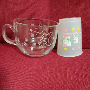 [合售] 早期2000年三麗鷗 Hello Kitty日本製 塑膠杯 量米杯 美樂蒂2011年湯杯 玻璃杯 絕版珍藏