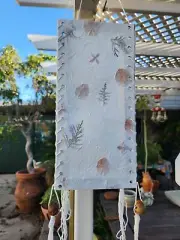 Handmade Paper Lantern Hanging Leaves Light Tan NIP