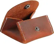 [ROMISBABA] Handmade Men's Coin Pouch Small Vintage Coin Bag Button Design Practical Wallet for Business Travel