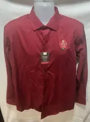 Van Heusen Dress Shirt Mens Large 16-16 1/2 Regular Port Red Flex Fit