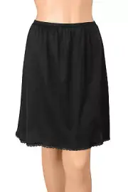 Gemsli Womens Classica Cling Free Nylon Half Slip with Tiny Lace