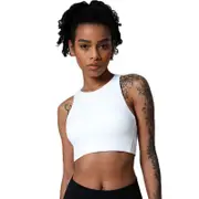 Nevenka Criss-Cross Back Sports Bra Medium-High Support Workout Tops-White