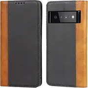 [Cavor] for Google Pixel 6 Case, Pixel6 5G Phone Cases Premium Leather Folio Flip Wallet Case Cover Magnetic Closure Book Design with Kickstand Feature & Card Slots(6.4")-Black