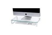 Esselte 60cm Computer Glass Monitor Screen Riser Holder Desktop Stand Clear WHT
