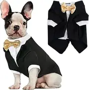 Dog Tuxedo, Formal Pet Clothes Shirt Costume Wedding Attire Party Bow Tie Suit, Pet Outfit for Small Medium Large Dogs Cats, Halloween Pet Costumes Birthday Puppy Clothing Christmas Apparel (M)
