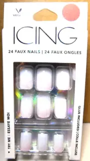 CBI Distributing Corp.~Icing 24 Faux Nails Vegan AF.AN Square Short White