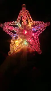 CHRISTMAS LIGHTED PLASTIC PEARILIZED STAR TREE TOP TOPPER WINDOW DECORATION