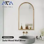 ACA Arched Solid Wood Frame Make-up Mirror Wall Mounted Decor 4mm Hall Bracket