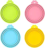 IVIA Can Lids/Universal BPA Free Silicone Pet Can Cover Lids for Dog and Cat Food/One Can Cap Fit Most Standard Size Canned Dog Cat Food（4 Pack）