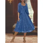 Two Piece A-Line Mother of the Bride Dress Elegant Simple Casual Boat Neck Ankle Length Chiffon Long Sleeve with Lace Ruffles 2025