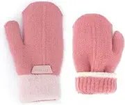 [Yawolfe] Baby Snow Mittens On String Magic Ski Mittens Full Finger Knitted Cold Weather Gloves Thermal Mitts for Toddlers 1-4 Years