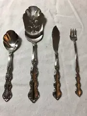 NOS Oneida Deluxe Mozart 4 Pc Flatware Pastry Server Sugar Spoon Butter Knife