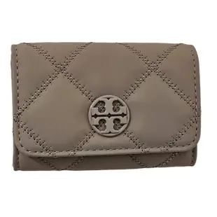 【TORY BURCH】TORY BURCH 新色 小香風菱格卡包／零錢包 大象灰