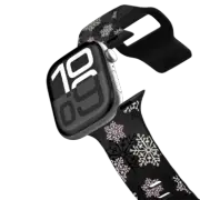 Apple Watch Series 10 (46mm) Impact Band SNOWFLAKE FLUTTER 2 WATCH BAND, PINK BLACK WHITE WINTER SNOW LACE ELEGANT PATTERN By Ebi Emporium