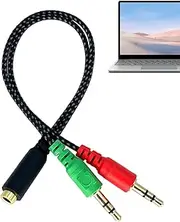 POCHY Audio Splitter for Headphones - Headphone Mic Audio Quickly Connect for Laptop Tablet Computer Home Traveling