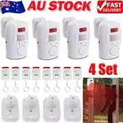 Wireless Sensor Motion PIR Alarm 4 Set 8 Remote Control Suitable for Home/Garage