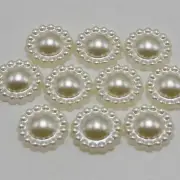 200 Ivory Acrylic Flatback Flower Pearl 10mm Half Pearl Scrapbook Craft