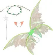 WATIIFUFU 1Set Butterfly Fairy Wings Costume Adults Includes Floral Garland Wand Elf Ears for Halloween Cosplay for Imaginative Play Parties