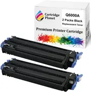 2 Pack Black Compatible Toner Cartridge Replacement for HP 124A Q6000A (2,500 Pages) for HP Color Laserjet 1600 2600n 2605 2605dn 2605dtn CM1015 MFP CM1017 MFP