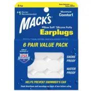Mack'S Pillow Soft Silicone Earplugs -6 Pair, the Original Moldable Silicon AU