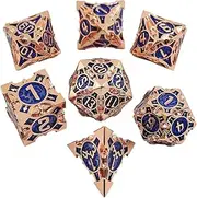 Metal Dice Set - 7 Piece Polyhedral Set for RPG Role Playing Games | D4 D6 D8 D10 D12 D20 With Storage Bag | Dungeons and Dragons MTG TRPG