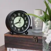 Round Metal Luminous Alarm Clock 4-inch Table Clock Night Light Clock Study