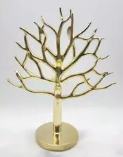 1x Poly tree decor jewelry display stand shinning gold