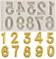 MINFEIDMS Number Silicone Fondant Moulds 3D Number 0-9 Fondant Chocolate Baking Moulds for Cake Decorating Cupcake Topper Candy Chocolate Gum Paste Polymer Clay