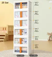 Joybos® Stackable Collapsible Storage Bins Closet Organizers with Lids and Doors T13 25 GAL 3 Layers