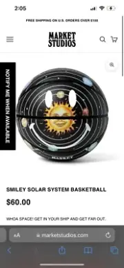 Chinatown Market x The Smiley Company Space Basketball 29.5 100% AUTHENTIC New
