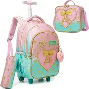 [Meetbelify] Girls Rolling Backpack Kids Backpacks with Wheels Carry on Luggage, 807