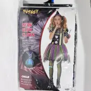 Spirit Halloween Kids Glow in the Dark Neon Clown Costume XL 14-16 New