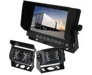 7" Monitor Caravan 2 Cameras System Reversing CCD 4PIN 3AV MIC 600TVL 12V 24V
